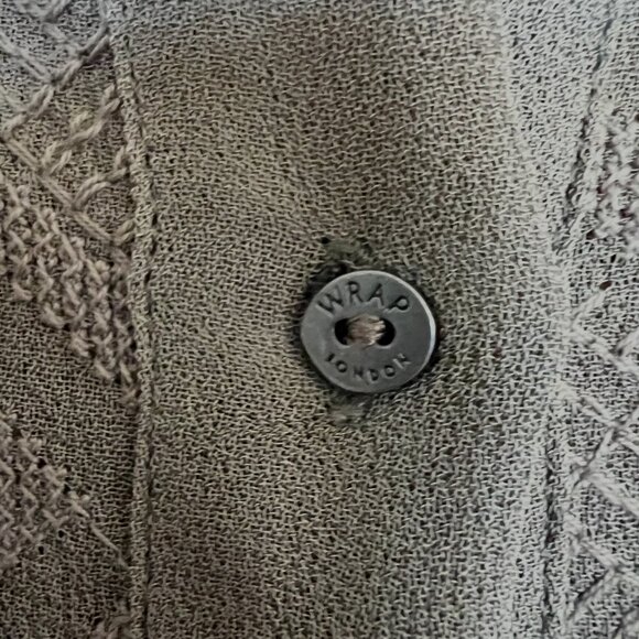 Wrap London Women's Size 14 Taupe Short Sleeve Binding Pointelle Knit Cardigan - Picture 7 of 11